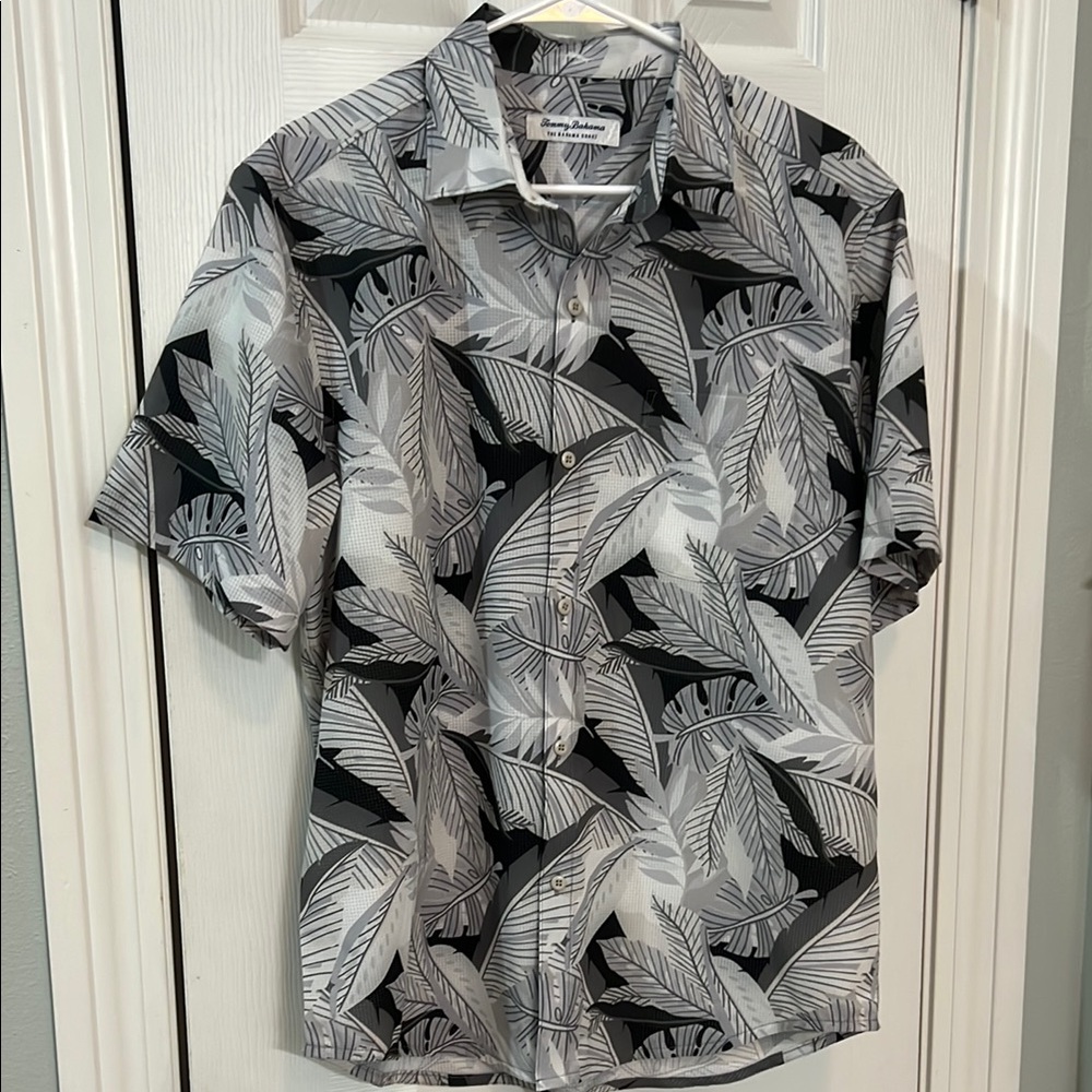 Tommy Bahama Black and Gray Casual Button Down Shirt